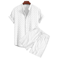 Mason | Men's Checkerboard Jacquard Stand Collar Shirt & Shorts Set