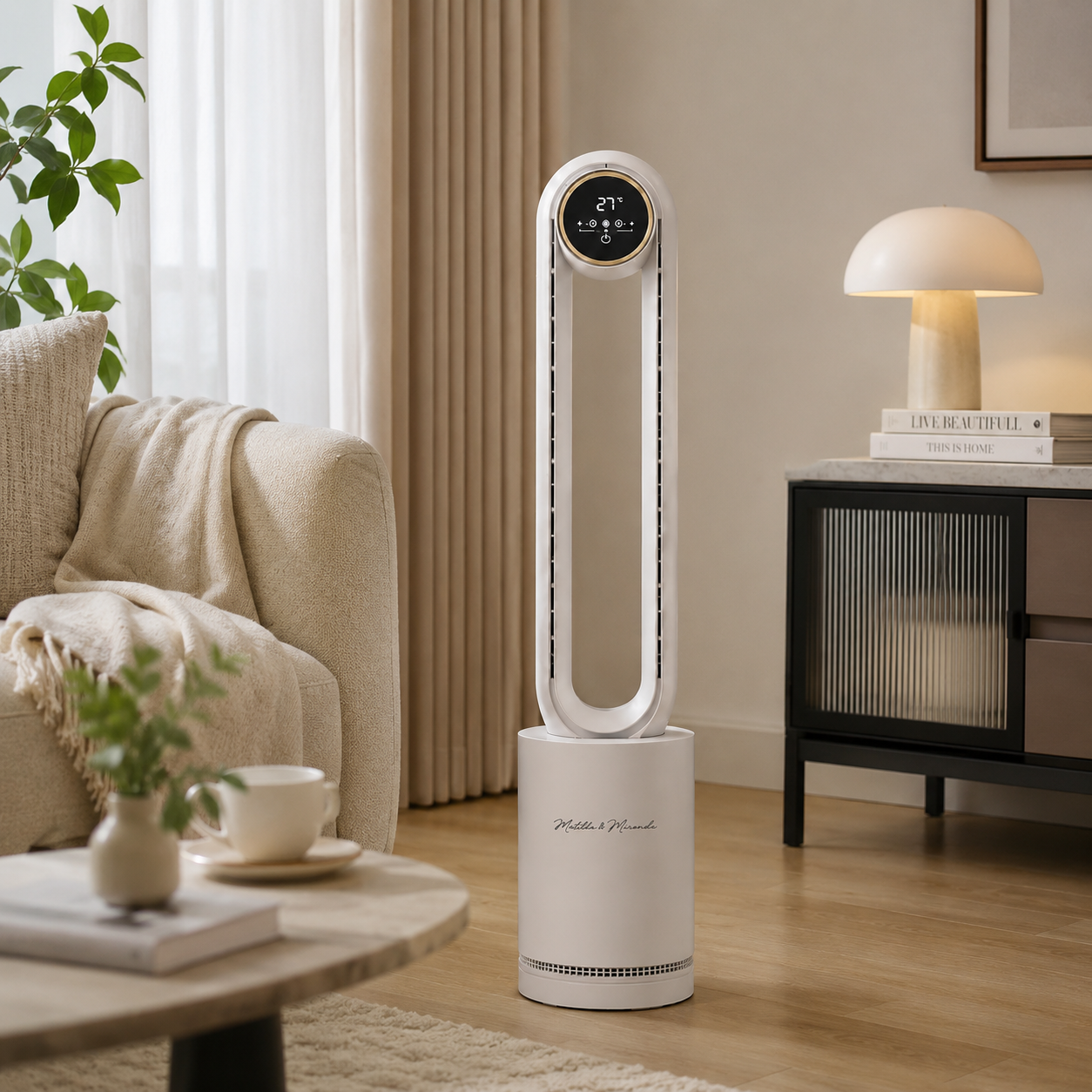 Portable Bladeless Water-Cooled Air Cooler- COOLED MOON WHITE