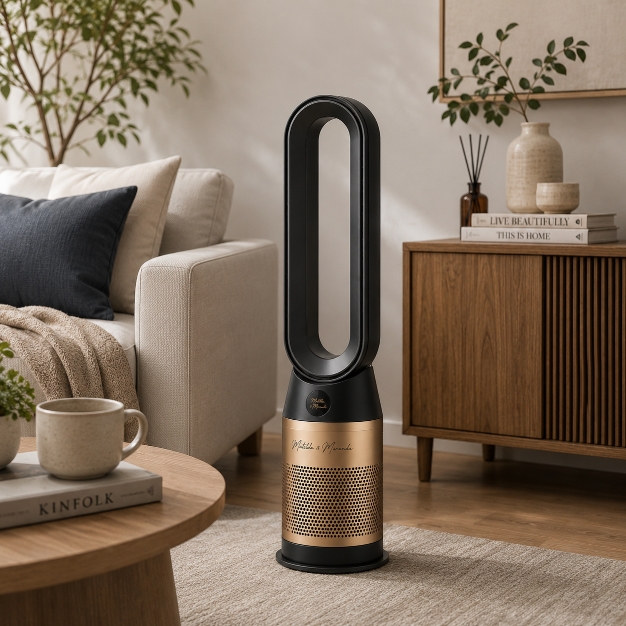 AeroPure Tower | 42" Bladeless Cooling & Heating Fan - Brown