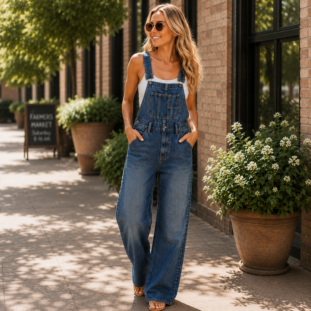Sienna | High-Waisted Denim Jumpsuit Overalls