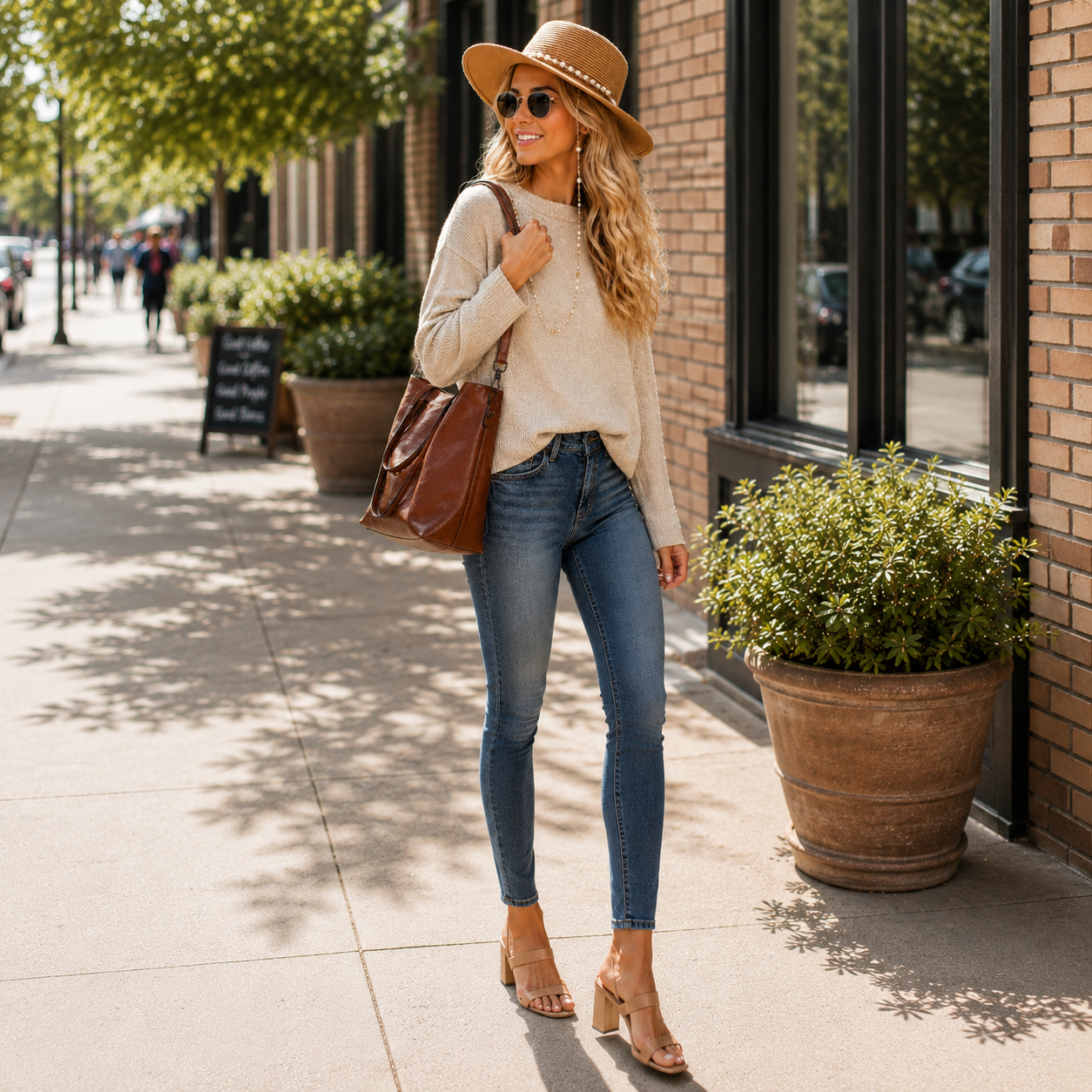 Colette | French Retro Pearl Chain Straw Hat