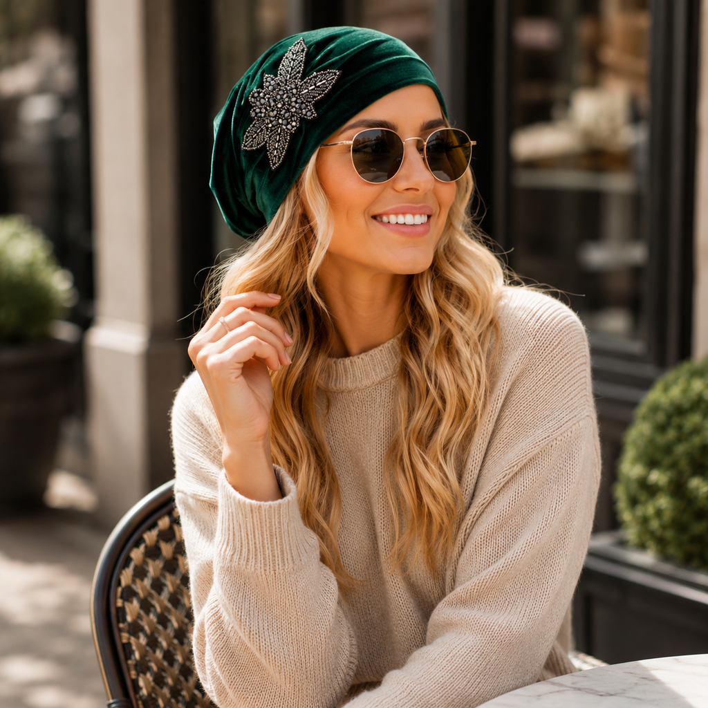 Serena | Velvet Beaded Twist Turban Hat