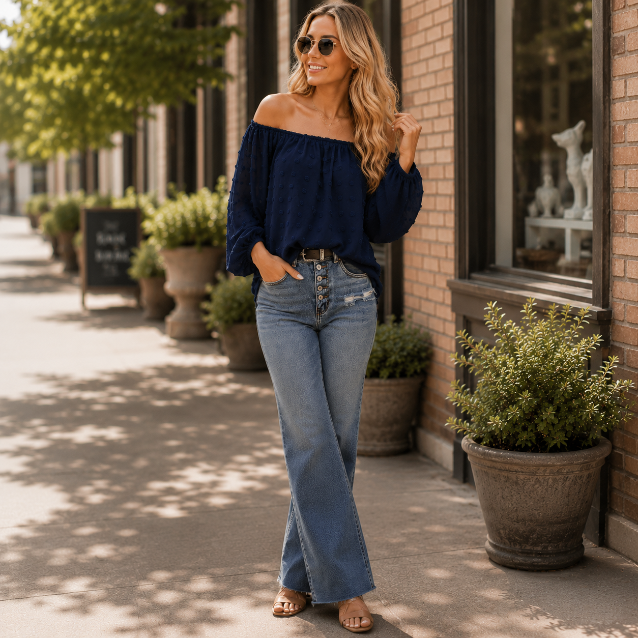 Elara | One-Shoulder Embroidered Casual Top