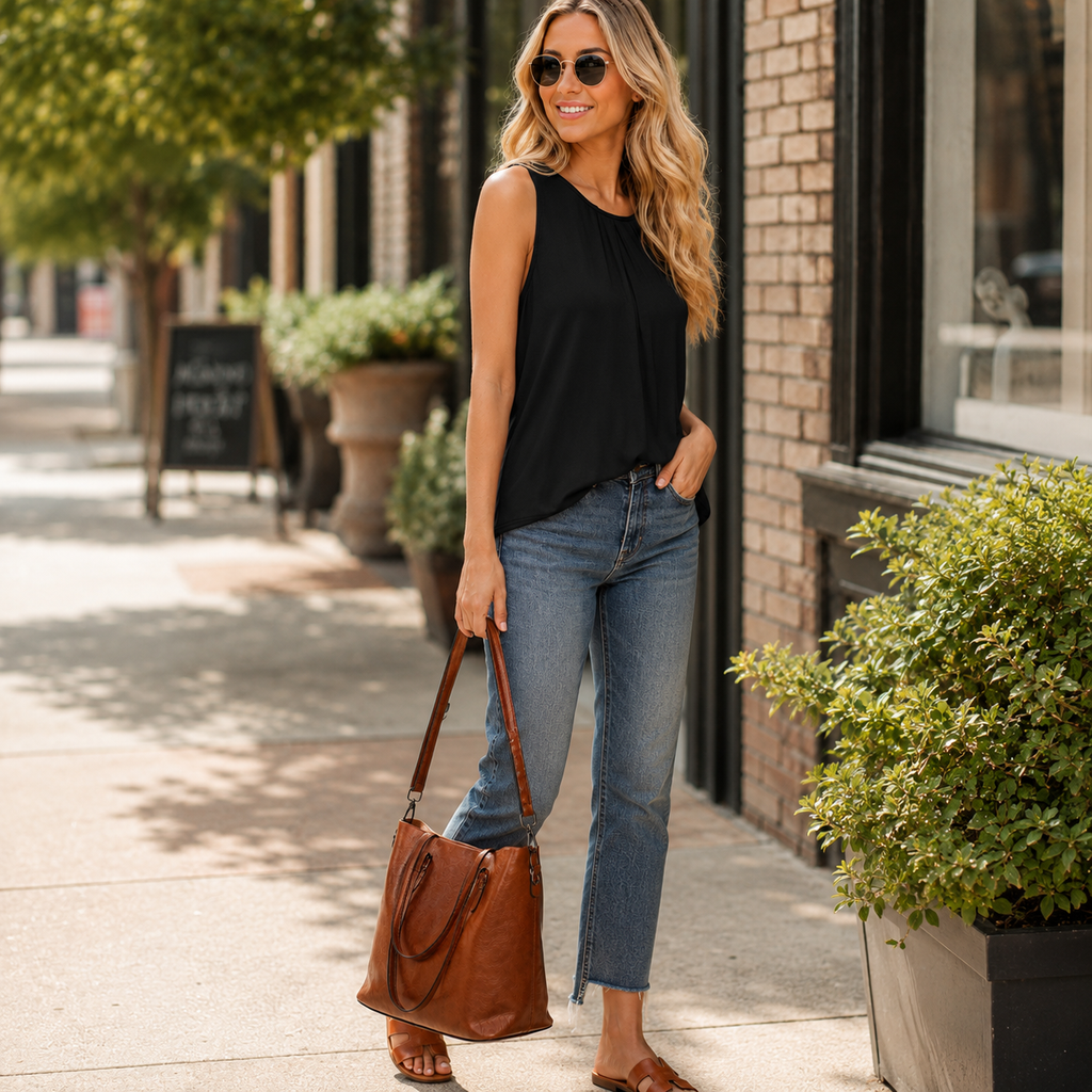 Maya | Casual Round Neck Sleeveless Vest Top