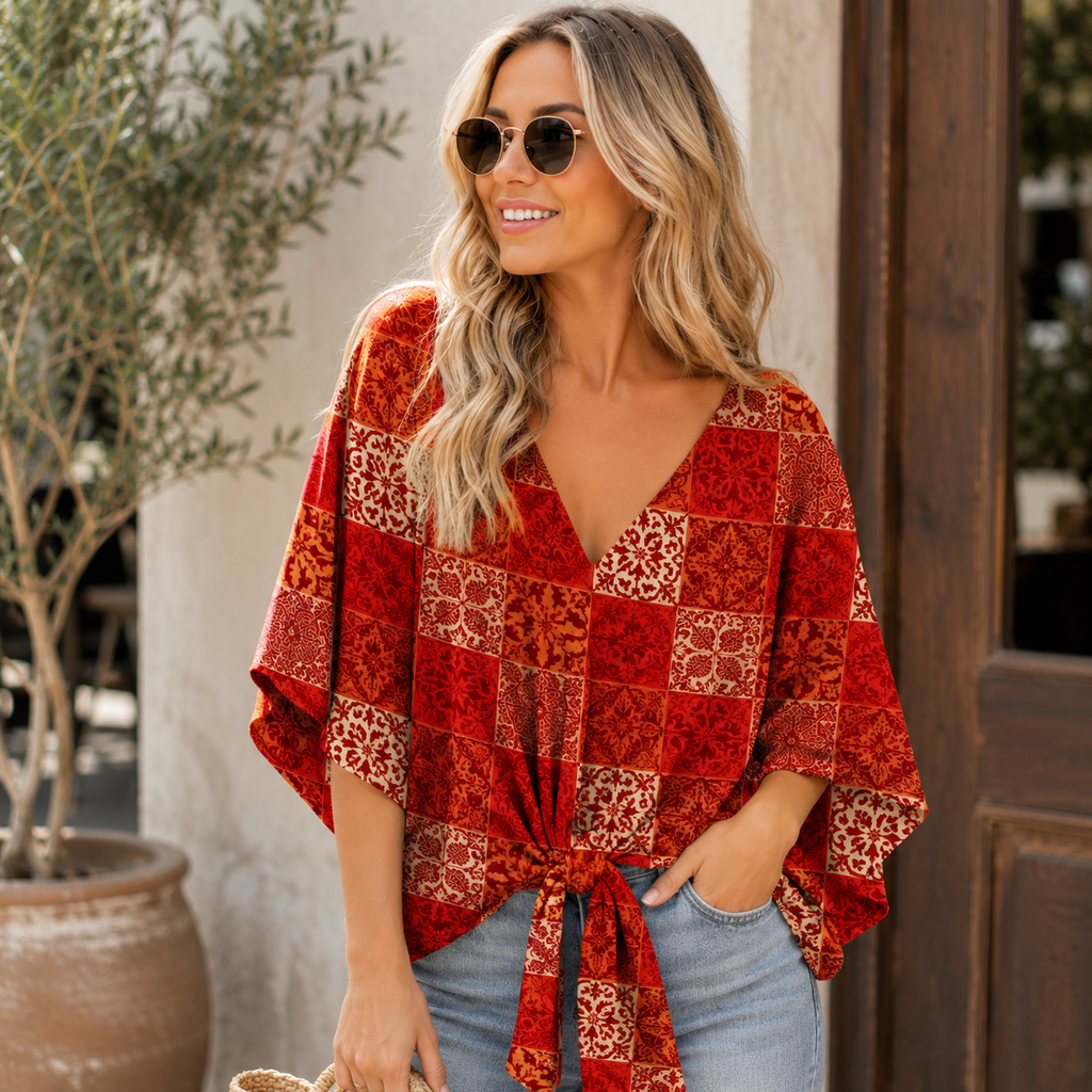 Celeste | V-Neck Printed Loose Summer Top