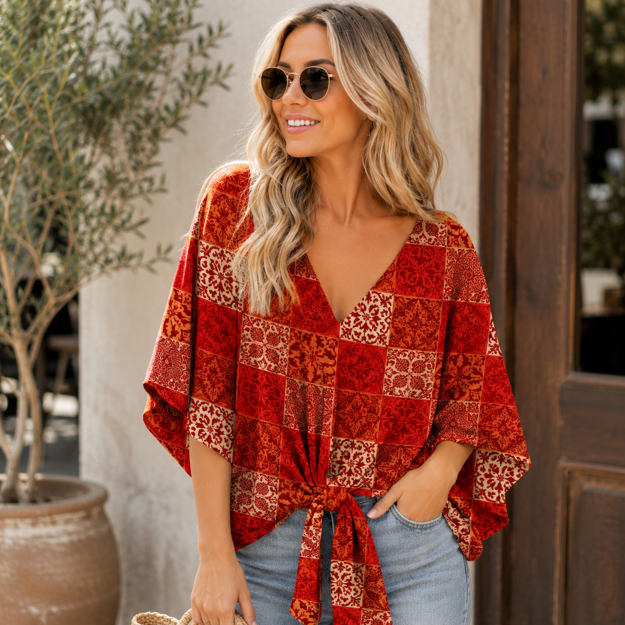 Celeste | V-Neck Printed Loose Summer Top