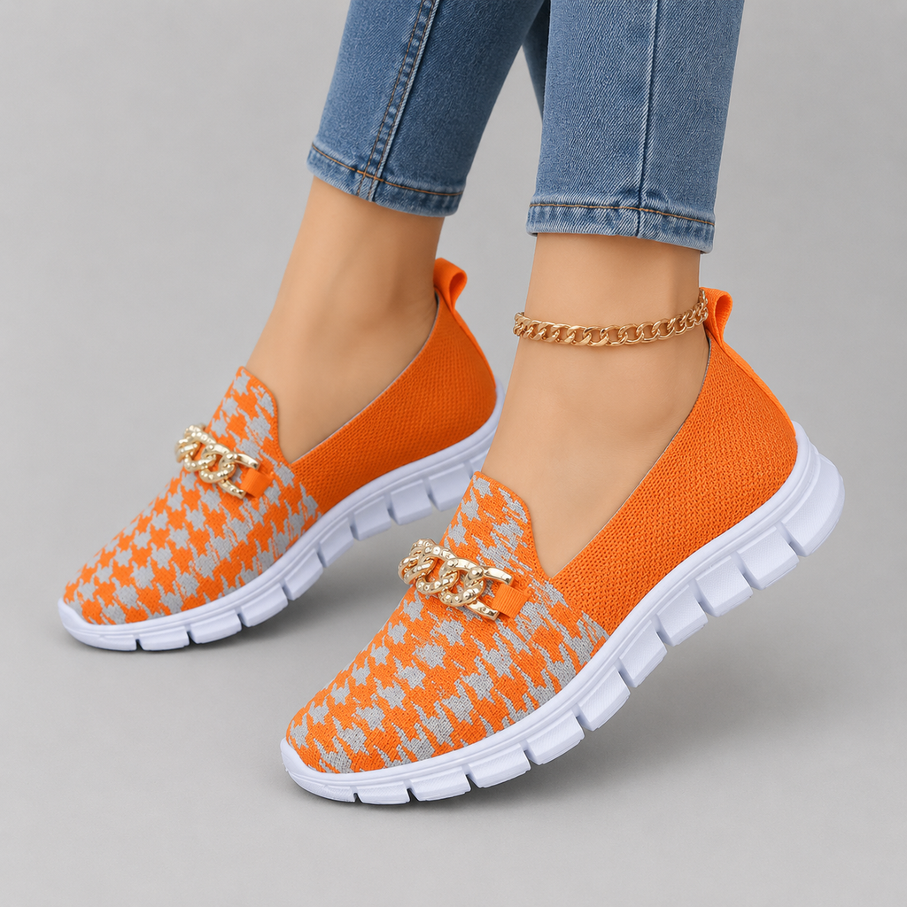 Chloe | Houndstooth Chain Mesh Breathable Loafers