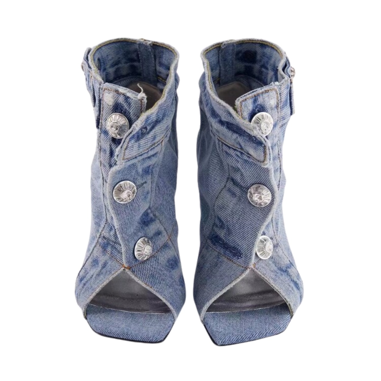 Raven | Denim Rivet High-Heeled Short Boots