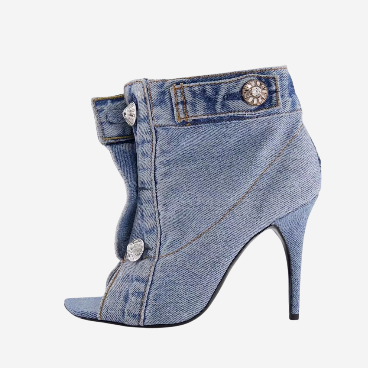 Raven | Denim Rivet High-Heeled Short Boots